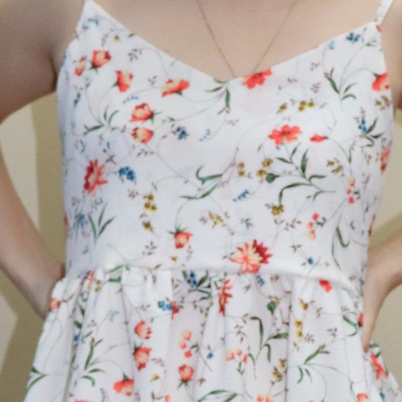 White Floral Spaghetti Strap Dress - Picture 3 of 3